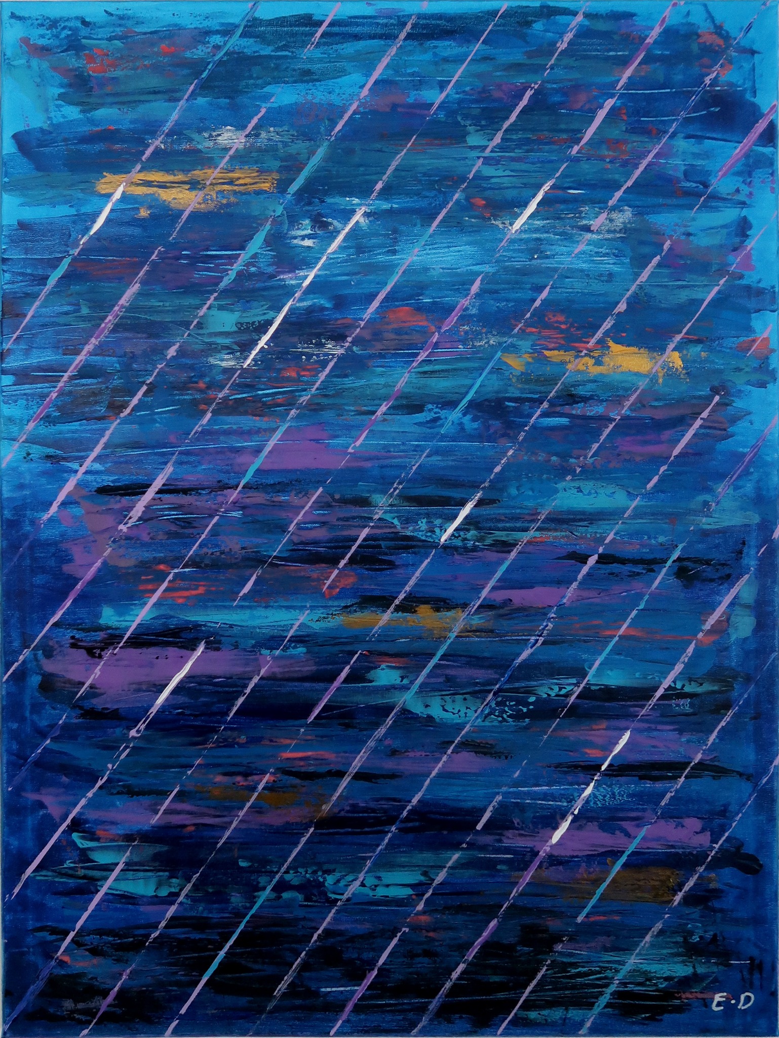 Falling Through Violet — original acrylic painting by Eddie Davidov